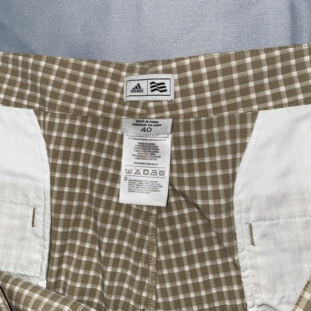 Adidas Golf Shorts Mens 40 Khaki Tan Gingham Check - Picture 2 of 7